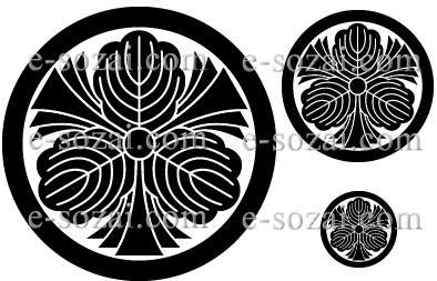 家紋 丸に三つ熨斗剣柏